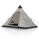 your GEAR Zelt Lido - Tipi-Zelt für 3 oder 4 Personen, Campingzelt mit eingenähtem Boden, Insektenschutz und Stehhöhe, Pyramidenzelt mit UV 50+ Sonnenschutz, Festivalzelt mit 5000 mm Wassersäule