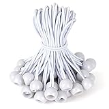 Akicderu Spanngummis mit Kugel, Gummispanner mit Kugel, Planenspanner mit Kugel Zeltgummis Expanderschlingen Gummischlaufen für Planen Zelt Banner Netz Pavillions (Weiss 12cm, 50)