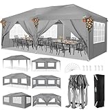 COBIZI Faltpavillon 3x6 Pavillon wasserdicht Winterfest, Pop Up Pavillon Klappbar 3x6 Zelt mit 6 Seitenwnden|3 Höhenverstellbar|UV-Schutz|Gardenpavillon Partyzelt 3x6 für Markt, Freien Event, Grau